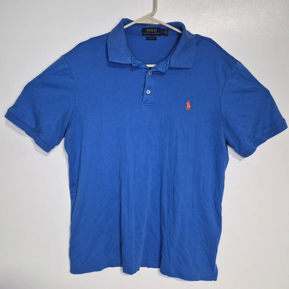 Polo Ralph Lauren Polo Shirt Mens Medium Blue Short Sleeve Classic Fit Pony Logo